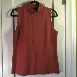 Ann Taylor Sleeveless Turtleneck Dark Rose, M, NWT